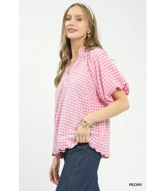 Parker Peony Gingham Bubble Top
