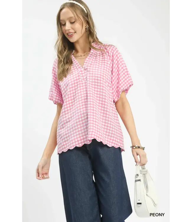 Parker Peony Gingham Bubble Top