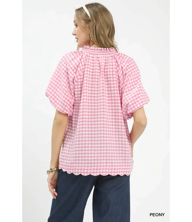 Parker Peony Gingham Bubble Top