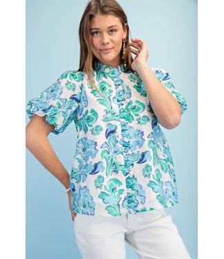 Gigio Kris Emerald Ruffled Top