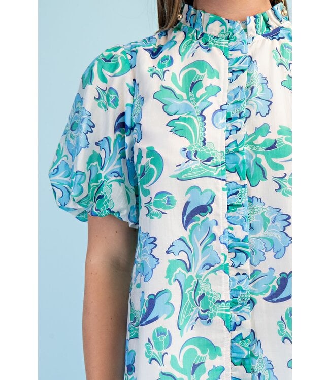 Kris Emerald Ruffled Top