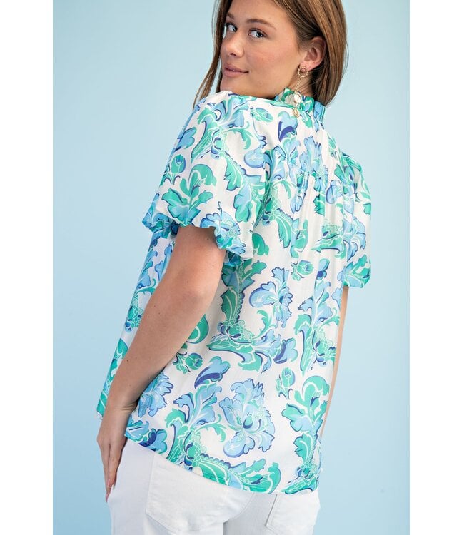 Kris Emerald Ruffled Top