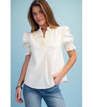 Gigio Mallory Cream Textured Top
