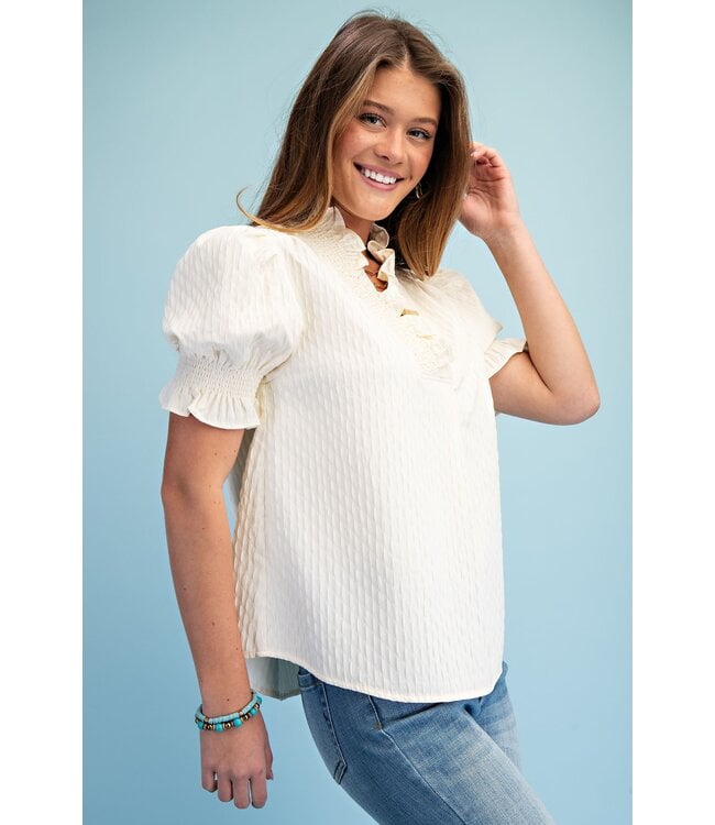 Mallory Cream Textured Top