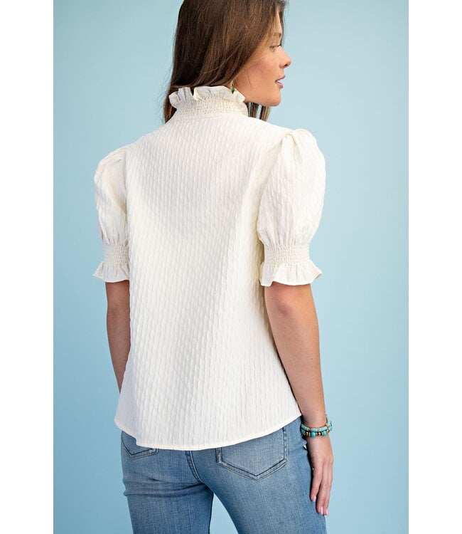Mallory Cream Textured Top