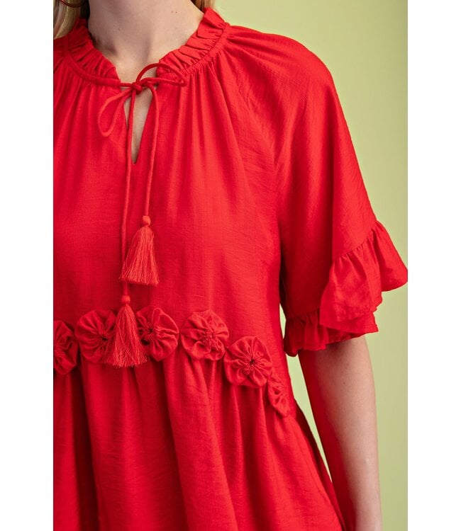 Conner Red Tassel Top