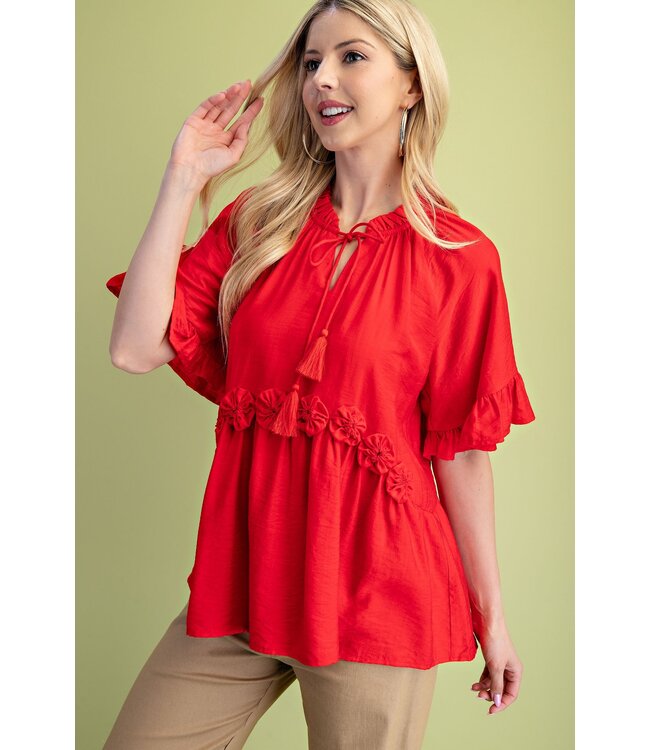 Conner Red Tassel Top