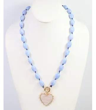 Marion Stone Dusty Blue Heart Necklace