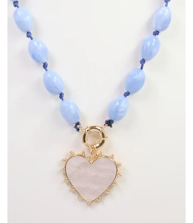 Marion Stone Dusty Blue Heart Necklace