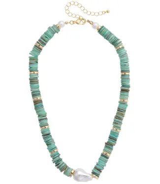 Leandra Pearl Shell Seafoam Necklace