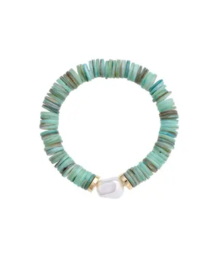 Leandra Pearl Shell Seafoam Stretch Bracelet