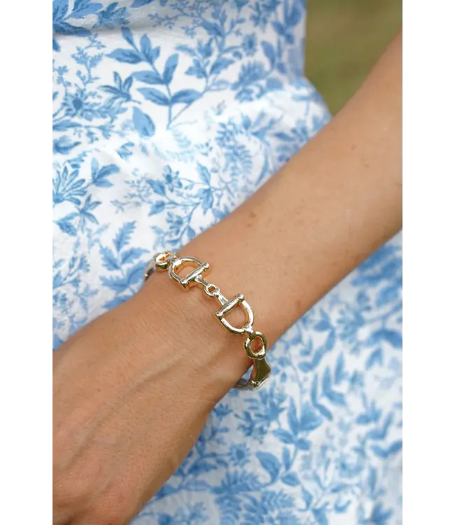 Cinnamon Horsebit Hinge Shiny Gold Bangle