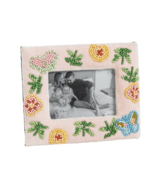 Pink Floral Beaded Frame