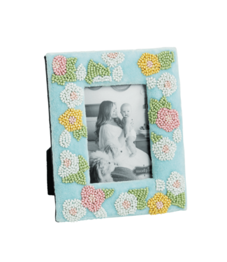 Blue Floral Beaded Frame