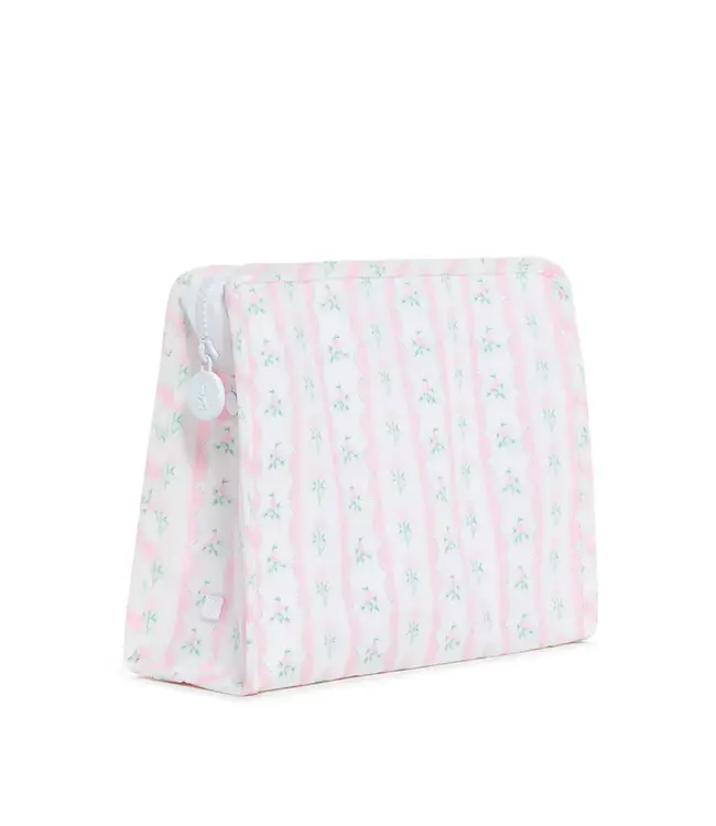 Ribbon Floral Pink Roadie Large Zip Pouch