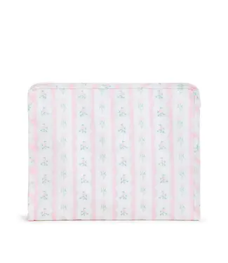 TRVL DESIGN Ribbon Floral Pink Roadie Large Zip Pouch