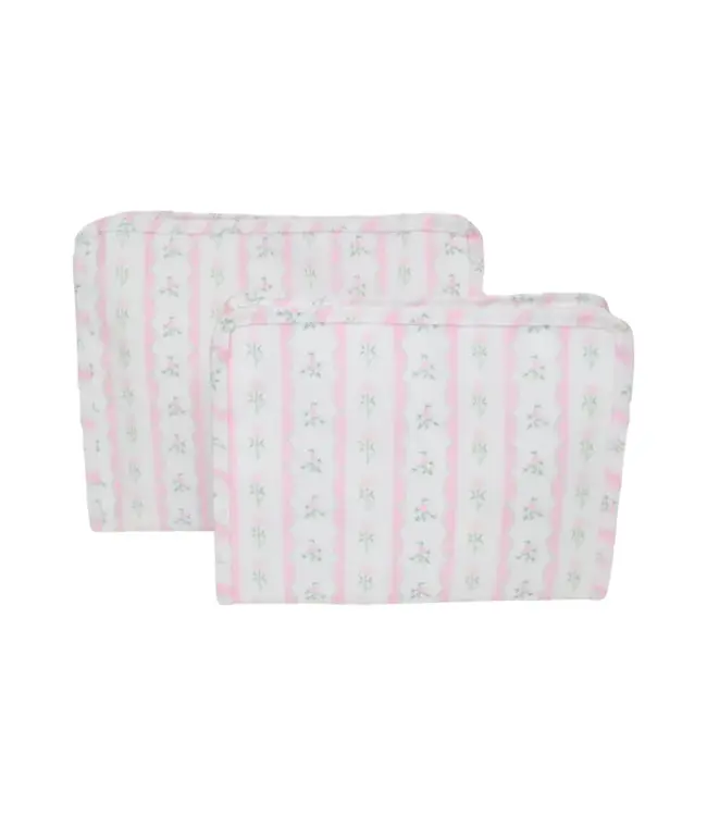 Ribbon Floral Pink Roadie Large Zip Pouch