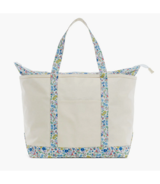 TRVL DESIGN Posies Floral Coated Canvas Natural Large Maxi Tote