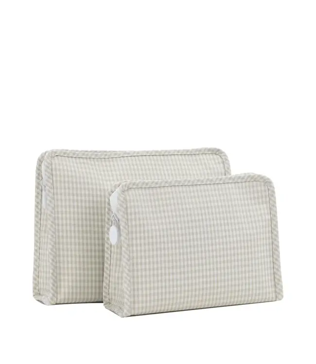 Gingham Pearl Grey Roadie Medium Zip Pouch