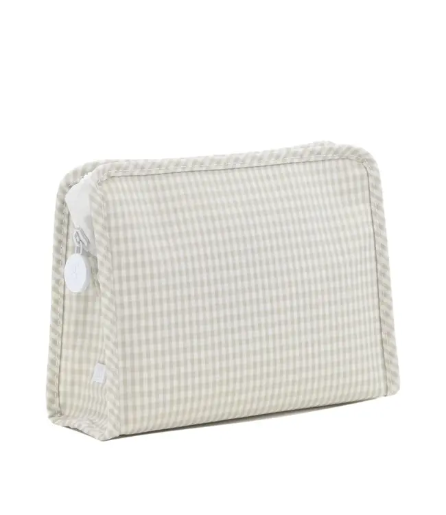 Gingham Pearl Grey Roadie Large Zip Pouch