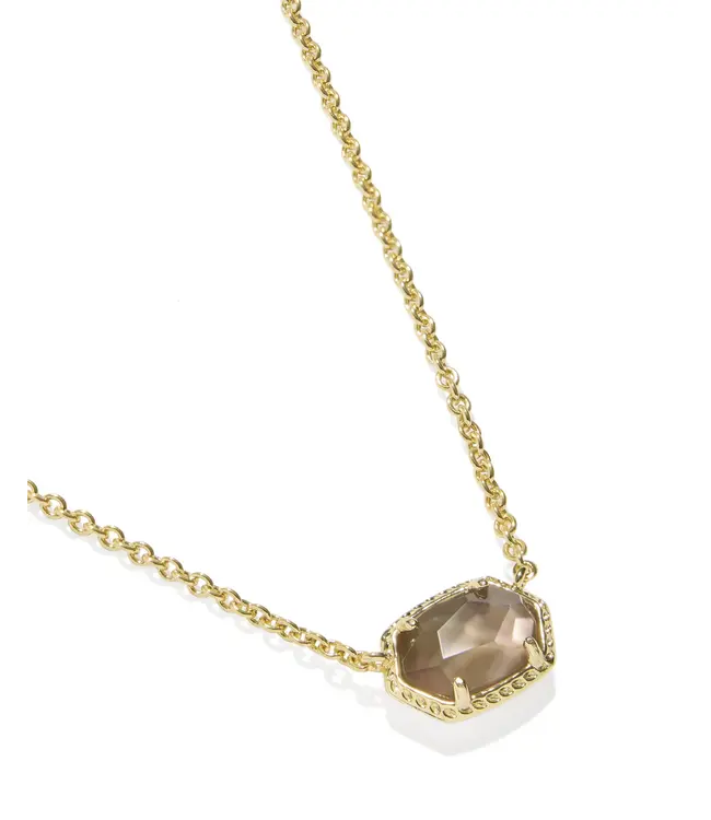 Kendra Scott Daphne Gold Frame Short Pendant Necklace in Taupe Mother-of-Pearl