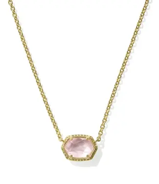 Kendra Scott Design Kendra Scott Daphne Gold Frame Short Pendant Necklace in Light Pink Mother-of-Pearl