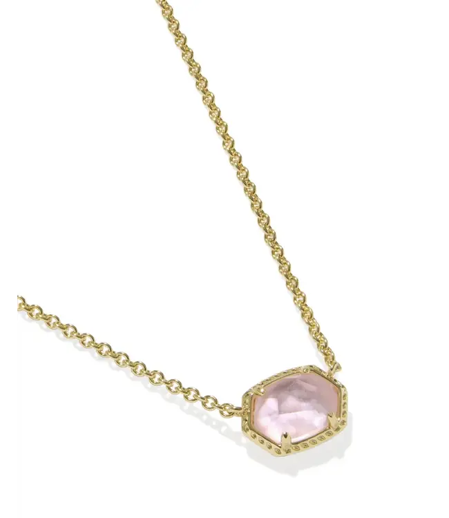 Kendra Scott Daphne Gold Frame Short Pendant Necklace in Light Pink Mother-of-Pearl