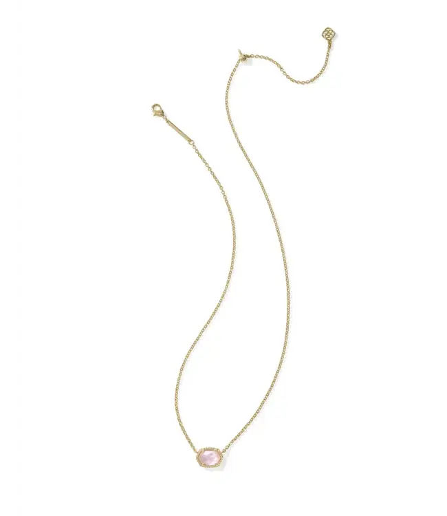 Kendra Scott Daphne Gold Frame Short Pendant Necklace in Light Pink Mother-of-Pearl