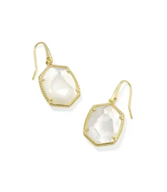 Kendra Scott Design Kendra Scott Daphne Gold Frame Drop Earrings in Ivory Mother-of-Pearl
