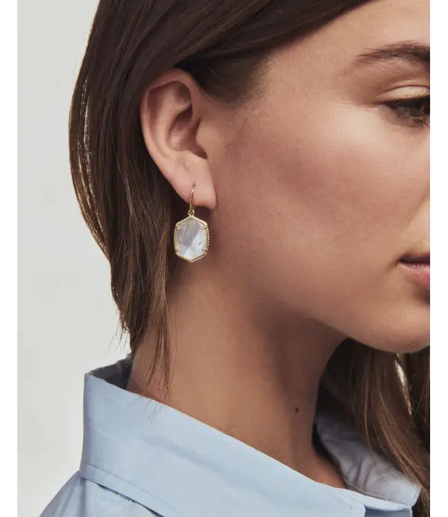 Kendra Scott Daphne Gold Frame Drop Earrings in Ivory Mother-of-Pearl