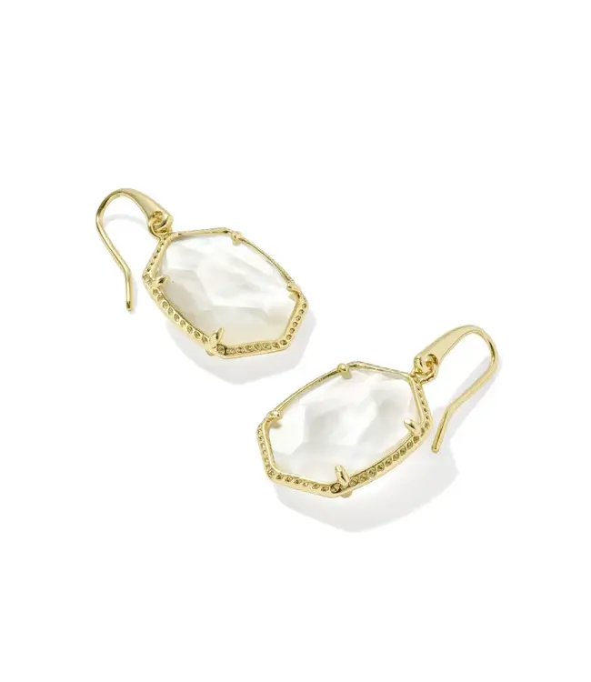 Kendra Scott Daphne Gold Frame Drop Earrings in Ivory Mother-of-Pearl