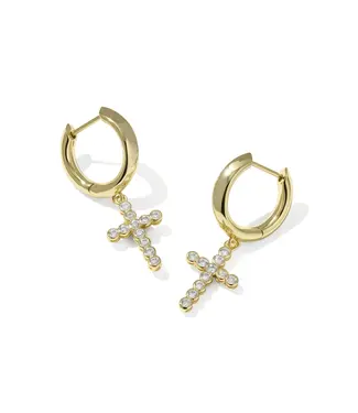 Kendra Scott Design Kendra Scott Cross Gold Crystal Huggie Earrings