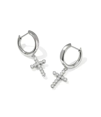 Kendra Scott Design Kendra Scott Cross Silver Crystal Huggie Earrings