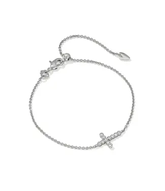 Kendra Scott Design Kendra Scott Cross Silver Crystal Delicate Chain Bracelet