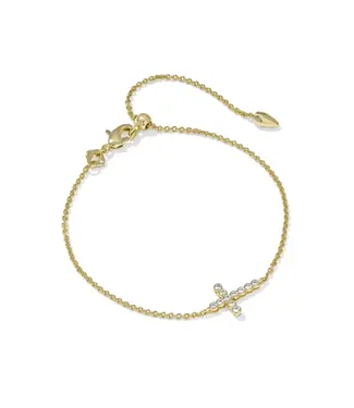 Kendra Scott Design Kendra Scott Cross Gold Crystal Delicate Chain Bracelet
