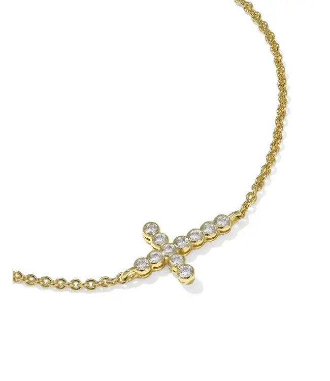 Kendra Scott Cross Gold Crystal Delicate Chain Bracelet