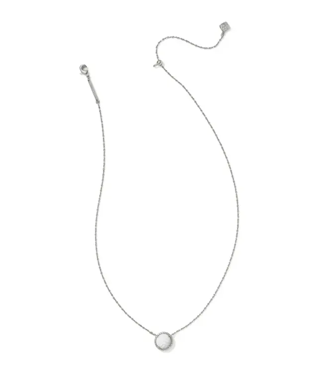 Kendra Scott Volleyball Silver Short Pendant Necklace in White Mother-of-Pearl