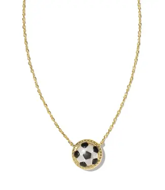 Kendra Scott Design Kendra Scott Soccer Gold Short Pendant Necklace in Ivory Mother-of-Pearl