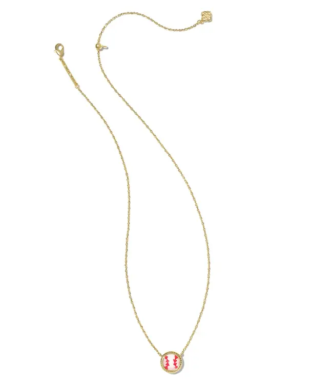 Kendra Scott Baseball Gold Short Pendant Necklace in Ivory Mother-of-Pearl