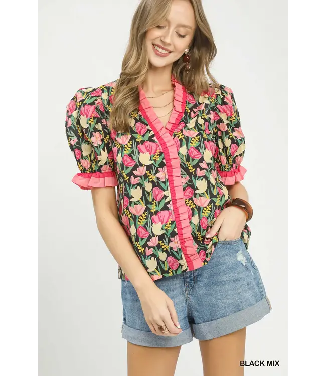 Emily Black Floral Top