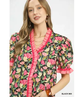 Emily Black Floral Top