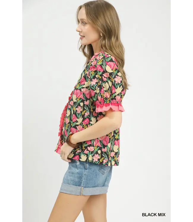 Emily Black Floral Top