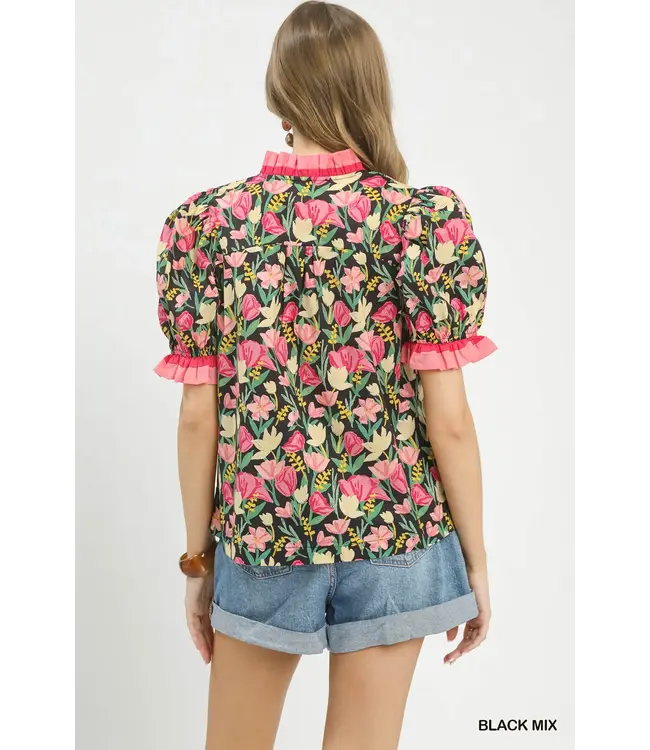 Emily Black Floral Top