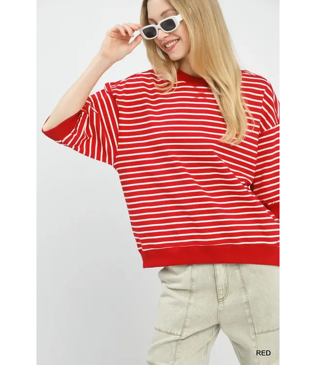 Beatrice Red Striped Top