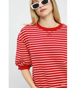 Beatrice Red Striped Top