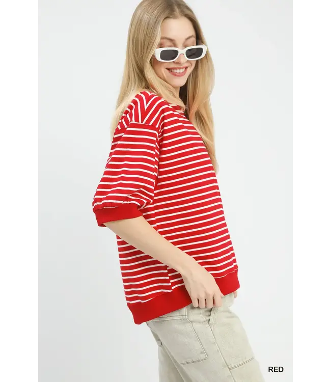 Beatrice Red Striped Top