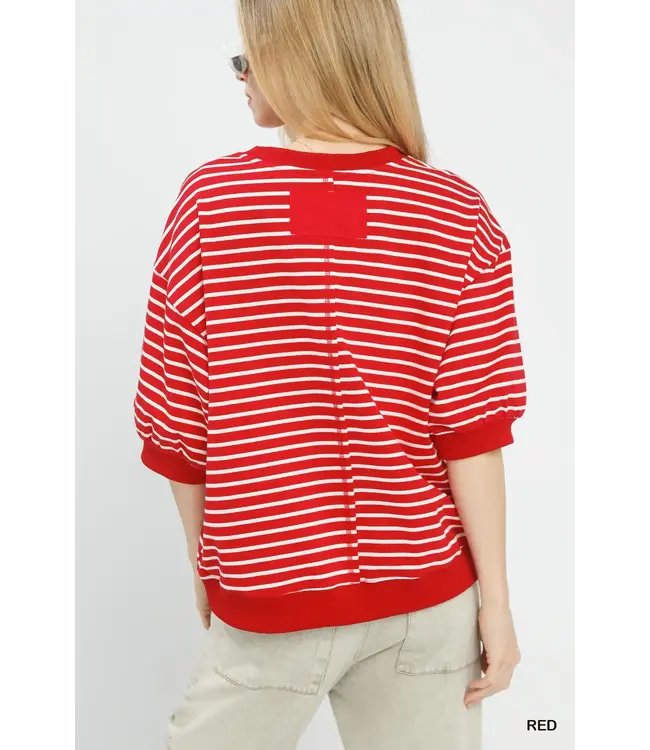 Beatrice Red Striped Top