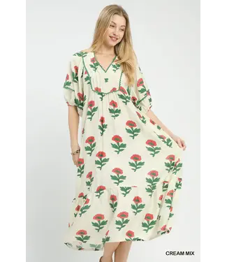 Melissa Cream Floral Midi Dress