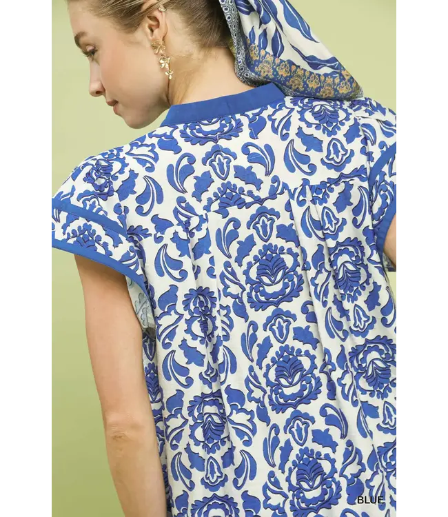 Julie Blue Abstract Top