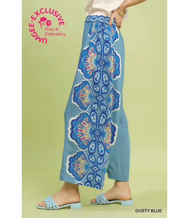 Kari Dusty Blue Wide Leg Palazzo Pants